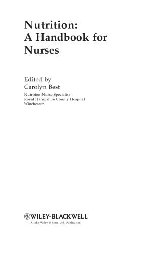 Nutrition: A Handbook for Nurses (Wiley Series in Nursing)