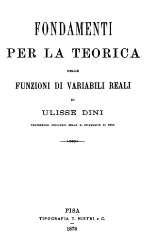 Fondamenti per la teorica delle funzioni di variabili reali