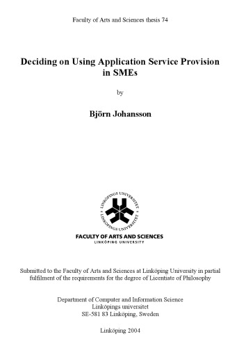 Deciding on using Application Service Provision in SMEs