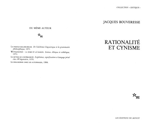 Rationalite et cynisme