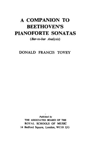 A Companion to Beethoven's Pianoforte Sonatas: Complete Analyses