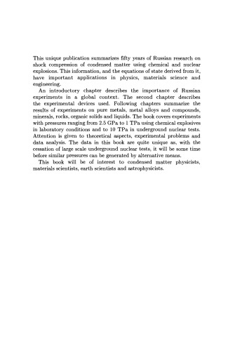 Shock Compression of Condensed Materials