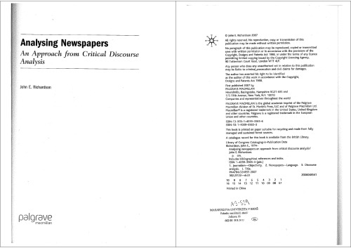 Analysing Newspapers: An Approach from Critical Discourse Analysis