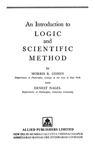 An Introduction to Logic and Scientific Method