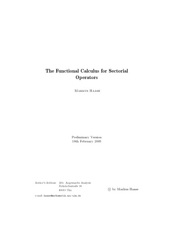 The Functional Calculus for Sectorial Operators