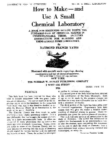 How to make - and use a small chemical laboratory