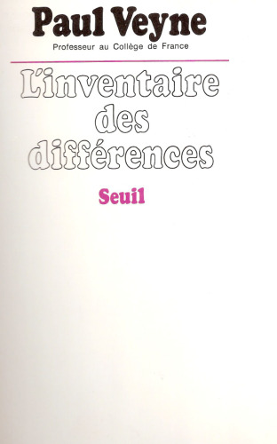 L'inventaire des differences : Lecon inaugurale au College de France (French Edition)