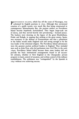 Providence Island, 1630-1641: The Other Puritan Colony