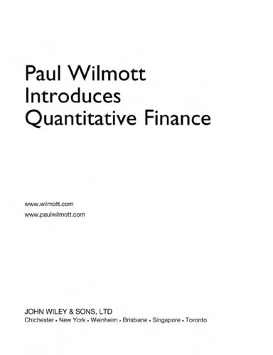 Paul Wilmott Introduces Quantitative Finance