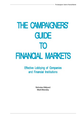 The Campaigners’ Guide to Financial Markets