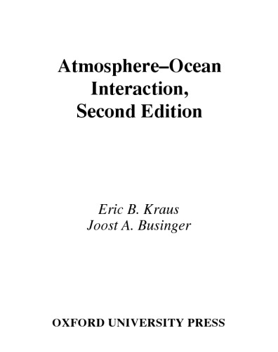 Atmosphere-Ocean Interaction (Oxford Monographs on Geology and Geophysics)