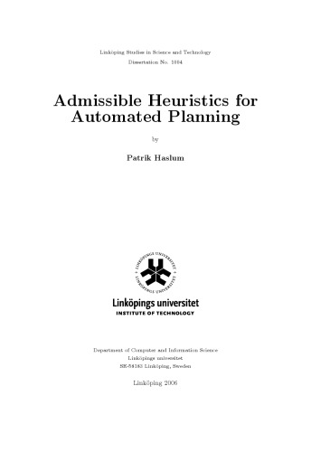 Admissible heuristics for automated planning