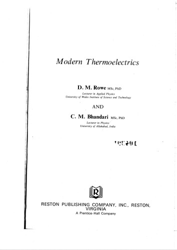 Modern Thermoelectrics