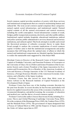 Economic Analysis of Social Common Capital