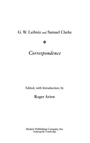 Leibniz and Clarke: Correspondence (Hackett Publishing Co.)