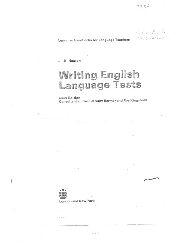 Writing English Language Tests (Longman Handbooks for Language Teachers)