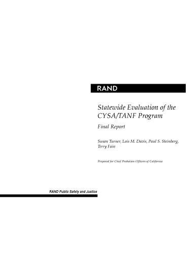 Evaluation of the CYSA TANF Programs in California: Final Report