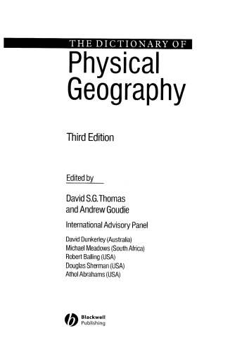 The Dictionary of Physical Geography, Third Edition