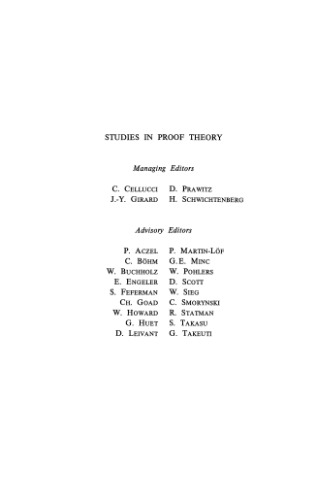 Proof Theory and Logical Complexity: Vol. I (Studies in Proof Theory)