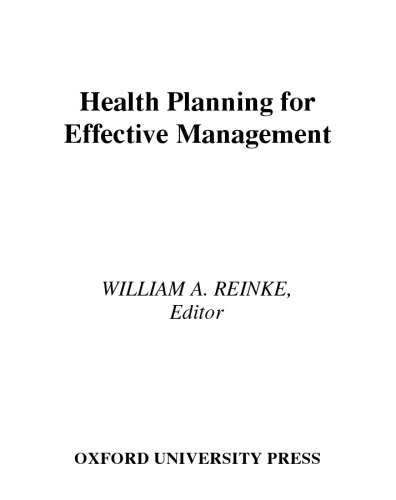 Health Planning for Effective Management