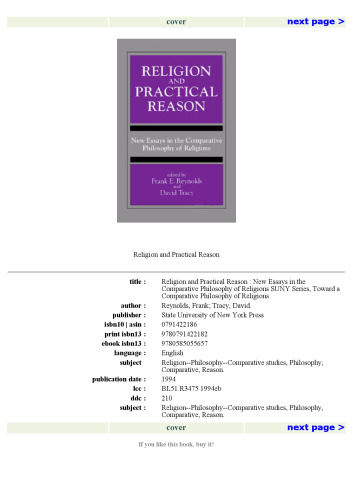 Religion and Practical Reason: New Essays in the Comparative Philosophy of Religions