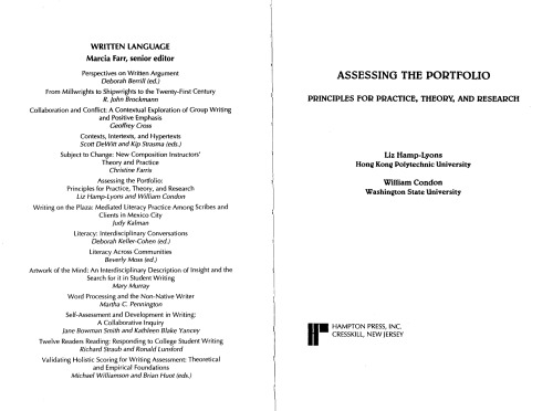 Assessing the Portfolio: Principles for Practice, Theory, and Research (Written Language)