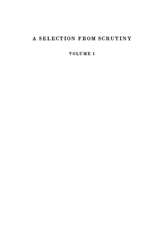 A Selection from Scrutiny: Volume 1 (v. 1)