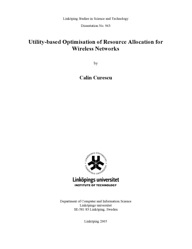 Utility-based optimisation of resource allocation for wireless networks