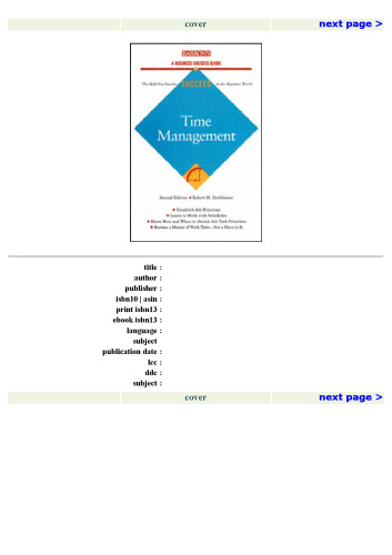 Time Management (Barron's Business Success)