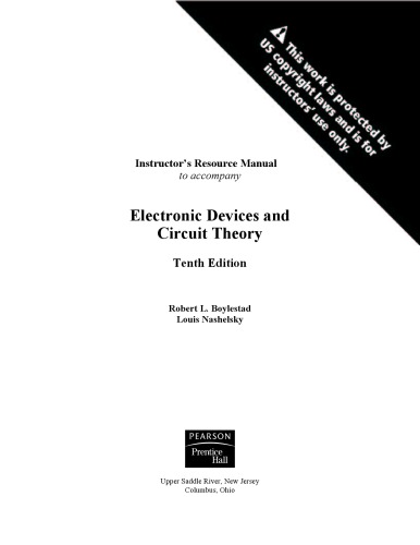 Instructors solution manual to electronic devices and circuit theory