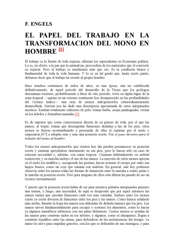 El papel del trabajo en la transformacion del mono en hombre  (Spanish Edition)