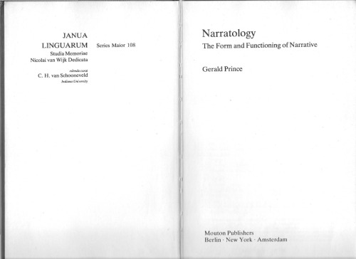 Narratology: The Form and Functioning of Narrative