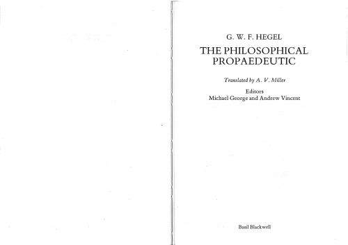 The Philosophical Propaedeutic