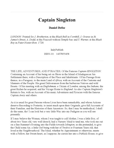 The Life, Adventures & Piracies of the Famous Captain Singleton