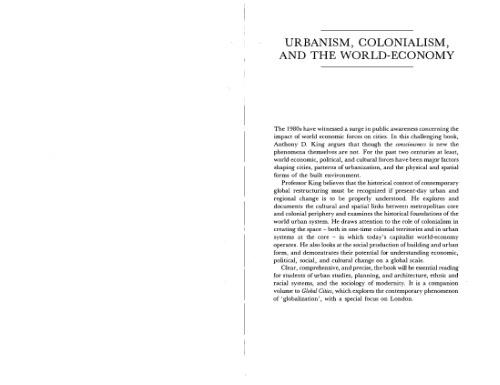 Urbanism, Colonialism and the World-Economy: Cultural and Spatial Foundations of the World Urban System (International Library of Sociology)