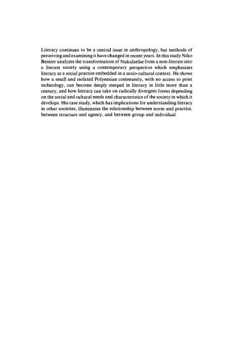 Literacy, Emotion and Authority: Reading and Writing on a Polynesian Atoll (Studies in the Social and Cultural Foundations of Language)