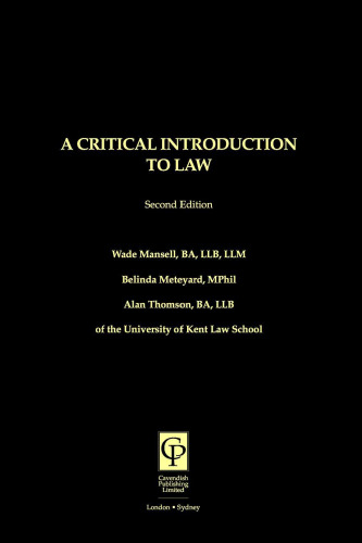 A Critical Introduction To Law