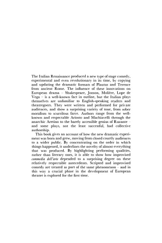 Scripts and Scenarios: The Performance of Comedy in Renaissance Italy