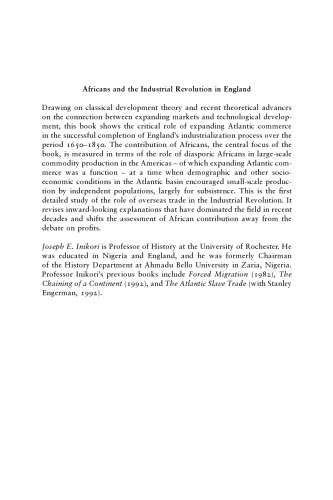 Africans and the Industrial Revolution in England: A Study in International Trade and Economic Development