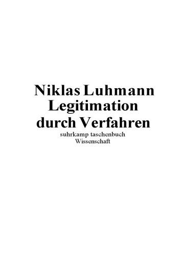 Legitimation durch Verfahren  german