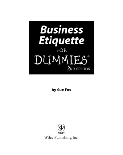 Business Etiquette For Dummies 2nd Edition (For Dummies (Business & Personal Finance))