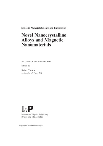 Novel nanocrystalline alloys and magnetic nanomaterials: an Oxford-Kobe materials text