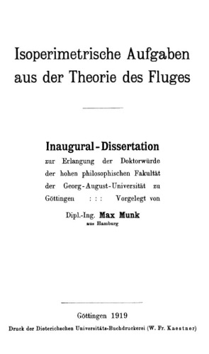 Isoperimetrische Aufgaben aus der Theorie des Fluges