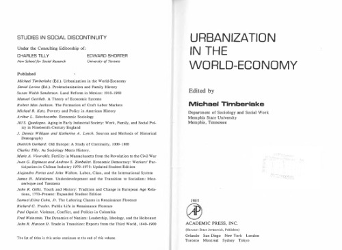 Urbanization in the World Economy (Studies in Social Discontinuity)