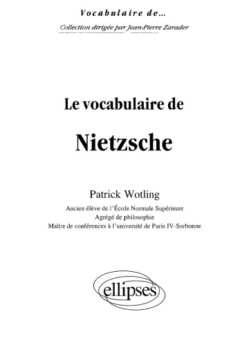 Le Vocabulaire de Nietzsche