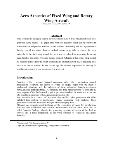 Aero Acoustics of Fixed Wing and Rotary Wing Aircraft