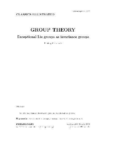 Group Theory. Exceptional Lie groups as invariance groups