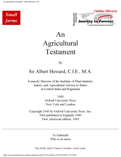 An Agricultural Testament