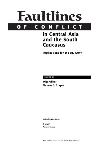 Faultlines of Conflict in Central Asia and the South Caucasus: Implications for the U.S. Army