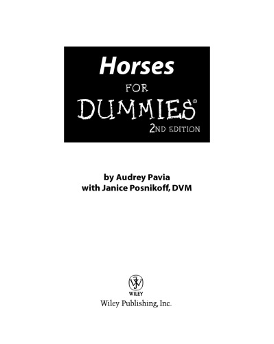 Horses For Dummies (For Dummies (Pets))